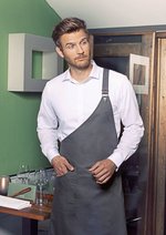 Karlowsky Asymmetrische Latzschürze Classic mit Tasche, Anthracite (ca. Pantone 7540C) 70 x 90 cm, KY118 – Bild 1
