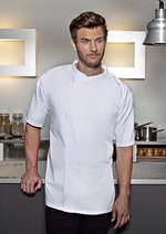 Karlowsky Kurzarm Überwurf-Kochhemd mit Jersey-Rücken, White 3XL, KY122 – Bild 1