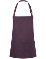 Karlowsky Kurze Latzschürze mit verstellbarem Latzband, White 75 x 60 cm, KY123 – Aubergine (ca. Pantone 5185C)