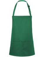 Karlowsky Kurze Latzschürze mit verstellbarem Latzband, White 75 x 60 cm, KY123 – Forest Green (ca. Pantone 554C)