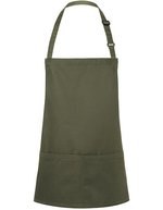 Karlowsky Kurze Latzschürze mit verstellbarem Latzband, White 75 x 60 cm, KY123 – Moss Green (ca. Pantone 7764C)