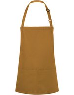 Karlowsky Kurze Latzschürze mit verstellbarem Latzband, White 75 x 60 cm, KY123 – Mustard (ca. Pantone 146C)