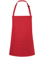 Karlowsky Kurze Latzschürze mit verstellbarem Latzband, White 75 x 60 cm, KY123 – Red (ca. Pantone 186C)