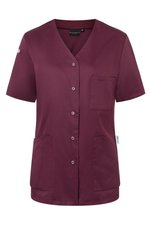 Kurzarm Damenkasack Essential – Aubergine (ca. Pantone 5185C)