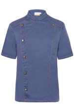 Veste de cuisine manches courtes style jeans – Vintage Bleu (ca. Pantone 2108C)