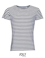 SOL´S Gestreiftes Rundhals T-Shirt "Miles – White/Navy