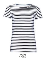 SOL´S Gestreiftes Rundhals T-Shirt Miles – White/Navy