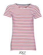 SOL´S Gestreiftes Rundhals T-Shirt Miles – White/Red