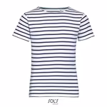 SOL'S Striped Kids' T-Shirt Miles Cotton, White/Navy 8 Jahre (118/128), L01400 – image 3