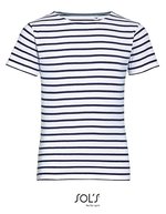 SOL´S Gestreiftes Kinder T-Shirt Miles Baumwolle – White/Navy
