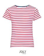 SOL´S Gestreiftes Kinder T-Shirt Miles Baumwolle – White/Red