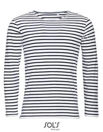 SOL´S Gestreiftes Herren Langarm T-Shirt Marine – White/Navy