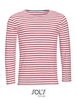 SOL´S Gestreiftes Herren Langarm T-Shirt Marine – White/Red