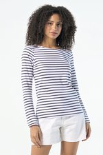 SOL´S Gestreiftes Langarmshirt mit Chambray-Details, White/Navy XS, L01403 – Bild 1