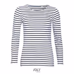 SOL´S Gestreiftes Langarmshirt mit Chambray-Details, White/Navy XS, L01403 – Bild 3