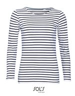 SOL´S Gestreiftes Langarmshirt mit Chambray-Details, White/Navy XS, L01403 – Bild 2