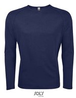 SOL´S Men´s Long Sleeve Sports T-Shirt Sporty Neon Yellow S (L02071) – French Navy