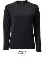 SOL´S Langarm Sport T-Shirt Neonfarben für Damen, Black M, L02072 – Nero