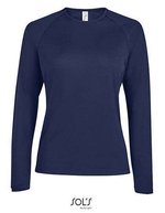 SOL´S Langarm Sport T-Shirt Neonfarben für Damen, Black M, L02072 – Blu navy francese