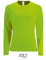 SOL´S Langarm Sport T-Shirt Neonfarben für Damen, Black M, L02072 – Verde neon
