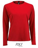 SOL´S Langarm Sport T-Shirt Neonfarben für Damen, Black M, L02072 – Rosso