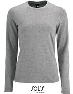 SOL´S Langarm T-Shirt Imperial Baumwolle für Damen, White M, L02075 – Grey Melange