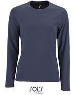 SOL´S Langarm T-Shirt Imperial Baumwolle für Damen, White M, L02075 – Mouse Grey (Solid)