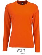 SOL´S Langarm T-Shirt Imperial Baumwolle für Damen, White M, L02075 – Orange