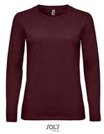 SOL´S Langarm T-Shirt Imperial Baumwolle für Damen, White M, L02075 – Oxblood