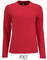 SOL´S Langarm T-Shirt Imperial Baumwolle für Damen, White M, L02075 – Red