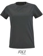 SOL´S Rundhals T-Shirt aus Baumwolle für Damen, Charcoal Melange S, L02080 – Gris fonce (Uni)