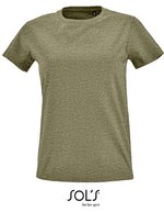 SOL´S Rundhals T-Shirt aus Baumwolle für Damen, Charcoal Melange S, L02080 – Chine Kaki