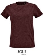 SOL´S Rundhals T-Shirt aus Baumwolle für Damen, Charcoal Melange S, L02080 – Chine Oxblood