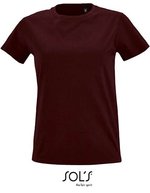 SOL´S Rundhals T-Shirt aus Baumwolle für Damen, Charcoal Melange S, L02080 – Oxblood