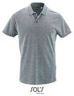 SOL´S Polo Shirt Paname mit Streifen für Herren, Heather Black S, L02081 – Heather Light Jeans