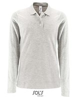 SOL´S Langarm Piqué Poloshirt mit Knopfleiste für Damen – Ash (Heather)