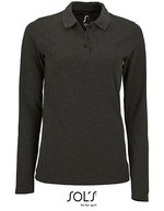 SOL´S Langarm Piqué Poloshirt mit Knopfleiste für Damen – Charcoal Melange