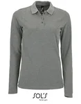 SOL´S Langarm Piqué Poloshirt mit Knopfleiste für Damen, Charcoal Melange S, L02083 – Grey Melange