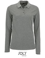 SOL´S Langarm Piqué Poloshirt mit Knopfleiste für Damen, Apple Green M, L02083 – Gris Melange