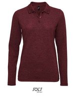 SOL´S Langarm Piqué Poloshirt mit Knopfleiste für Damen, Apple Green M, L02083 – Chine Oxblood