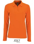 SOL´S Langarm Piqué Poloshirt mit Knopfleiste für Damen, Charcoal Melange S, L02083 – Orange