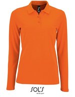 SOL´S Langarm Piqué Poloshirt mit Knopfleiste für Damen, Apple Green M, L02083 – Orange