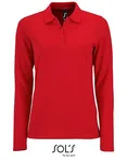 SOL´S Langarm Piqué Poloshirt mit Knopfleiste für Damen, Charcoal Melange S, L02083 – Red