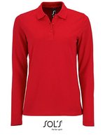 SOL´S Langarm Piqué Poloshirt mit Knopfleiste für Damen, Apple Green M, L02083 – Rouge