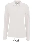 SOL´S Langarm Piqué Poloshirt mit Knopfleiste für Damen, Charcoal Melange S, L02083 – White