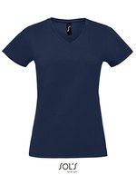 SOL´S V-Ausschnitt T-Shirt aus Baumwolle für Damen, White S, L02941 – French Navy