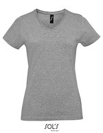 SOL´S V-Ausschnitt T-Shirt aus Baumwolle für Damen, White S, L02941 – Grey Melange