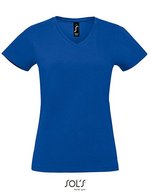 SOL´S V-Ausschnitt T-Shirt aus Baumwolle für Damen, White S, L02941 – Royal Blue 241