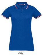 SOL´S Prestige Polo mit Rippstrick für Damen, White XL, L02950 – Royal Blue