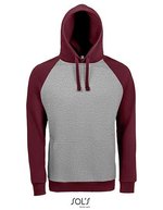 SOL´S Seattle Sweat Hoodie mit Kängurutasche, Charcoal Grey Melange/Black XS, L02998 – Grey Melange/Burgundy